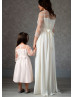 Lace Chiffon Tea Length Flower Girl Dress